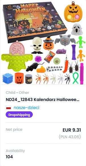 Halloween calendar for kids with toys